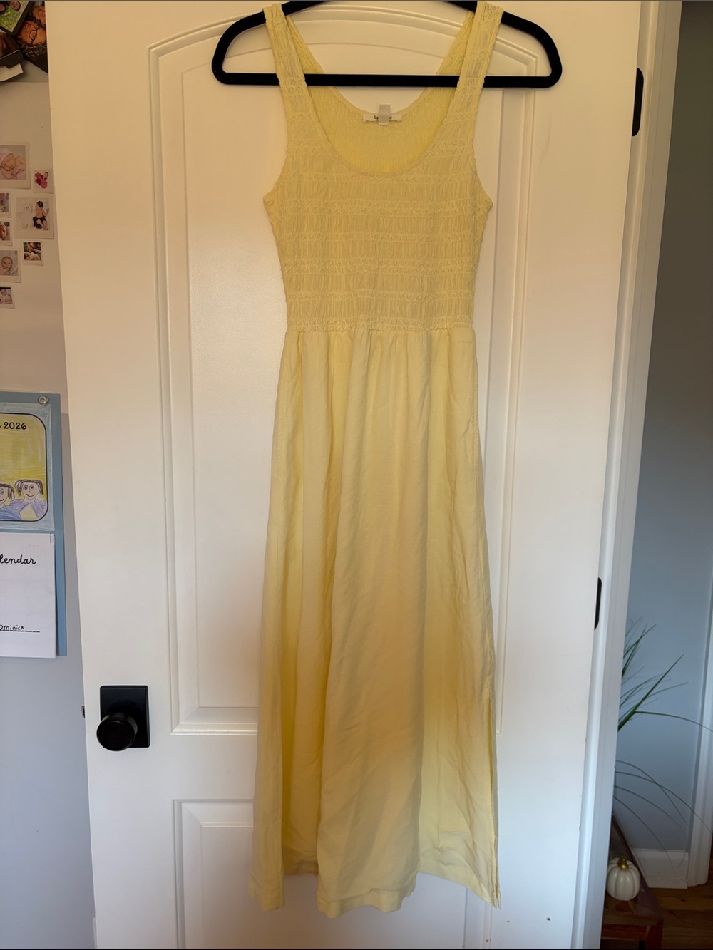 Splendid Pale Yellow Smocked Maxi Dress